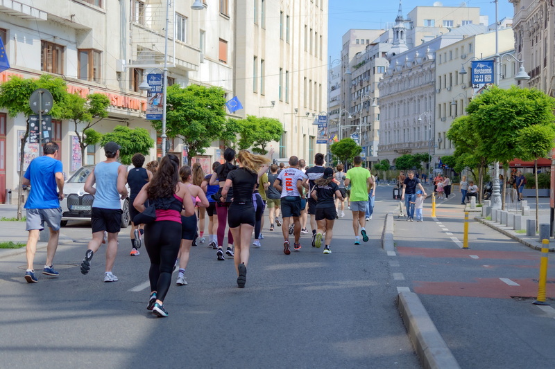 Young people running